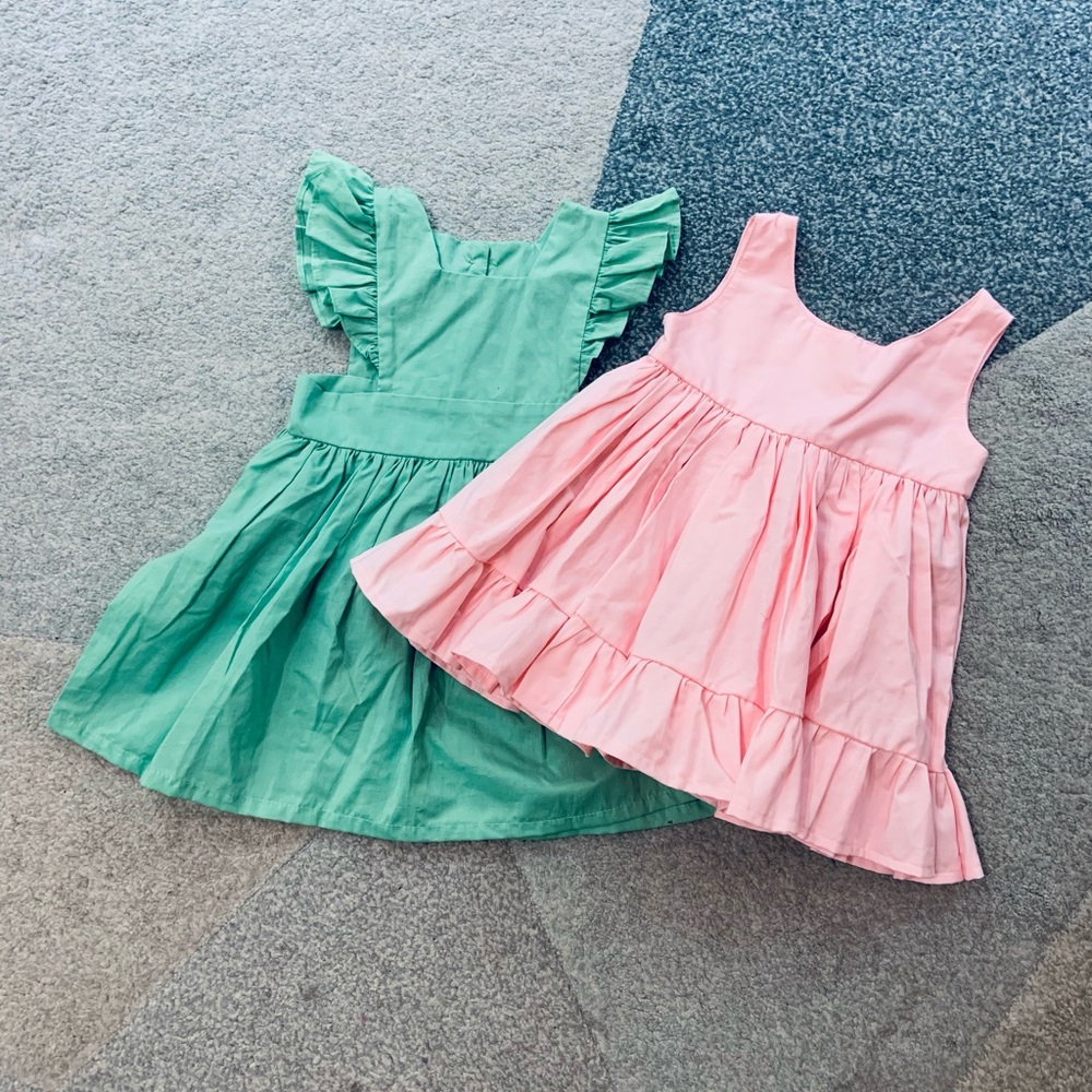 Handmade Sundresses Set of Two Pink and Green